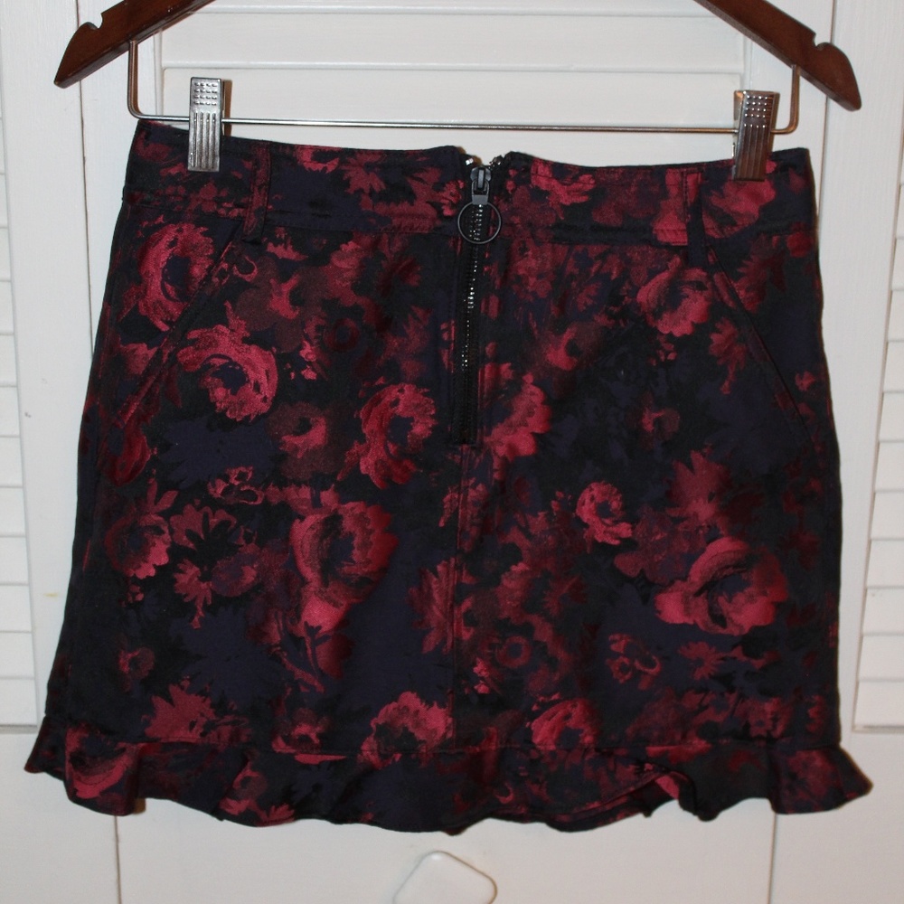 Express Red Flower Mini Skirt